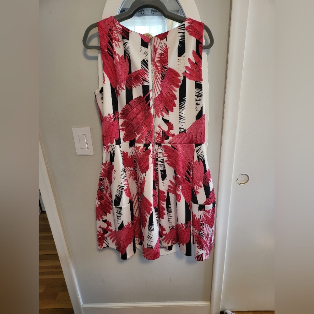 Dress size 16 hot pink, black & white
